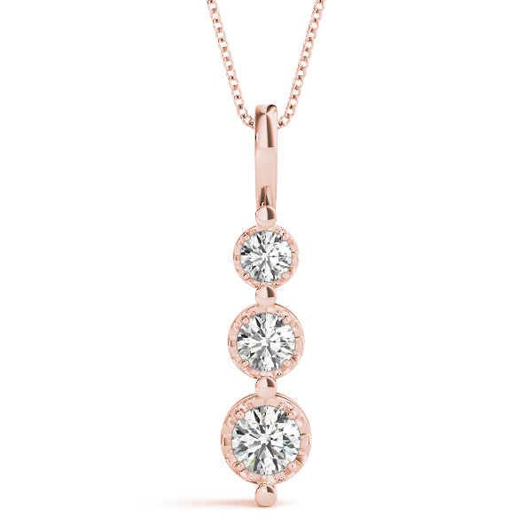 14K Rose Gold 0.35ctw Diamond Three-Stone Pendant