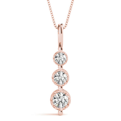 14K Rose Gold 0.35ctw Diamond Three-Stone Pendant