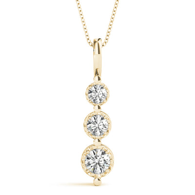 14K Yellow Gold 0.35ctw Diamond Three Stone Pendant