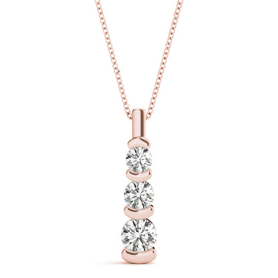 14K Rose Gold 1 ct Diamond Three-Stone Pendant