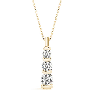 14K Yellow Gold 1 CT Diamond Three Stone Pendant