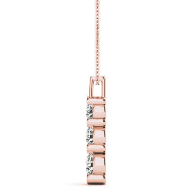 14K Rose Gold 1 ct Diamond Three-Stone Pendant