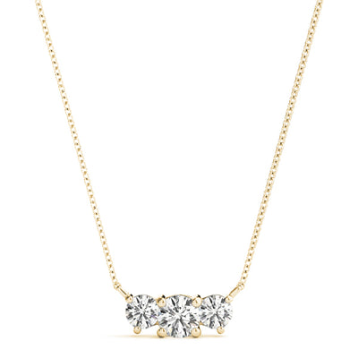 14K Yellow Gold Diamond Three-Stone Pendant Necklace
