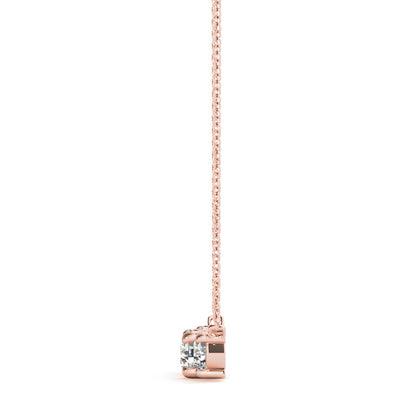 14K Rose Gold Diamond Three Stone Pendant Necklace