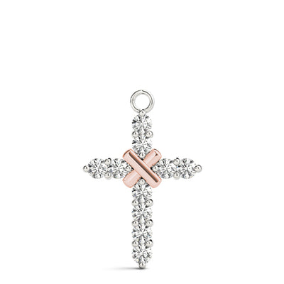 14K Rose Gold Diamond Cross Pendant