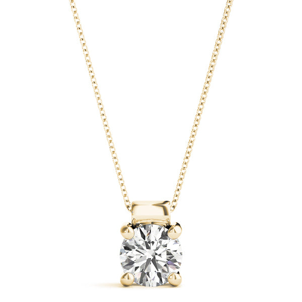 14K Yellow Gold 1ct Diamond Solitaire Pendant Necklace