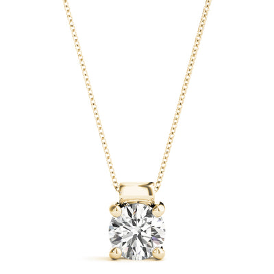 14K Yellow Gold 1ct Diamond Solitaire Pendant Necklace