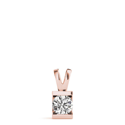 14K Rose Gold 1ct Diamond Solitaire Pendant