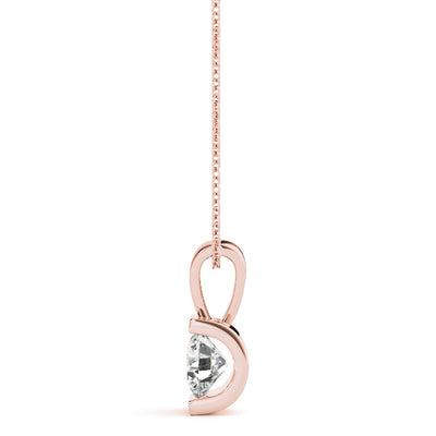 14K Rose Gold 1ct Diamond Solitaire Pendant