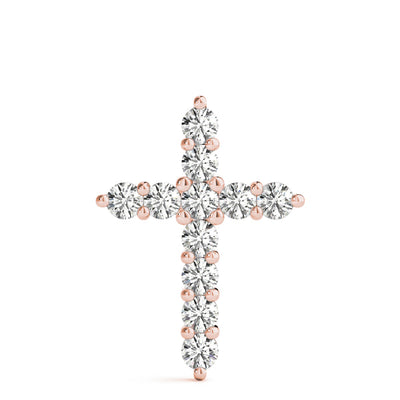 14K Rose Gold Diamond Cross Pendant