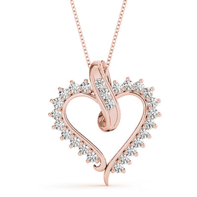 14K Rose Gold Round Diamond Fashion Pendant