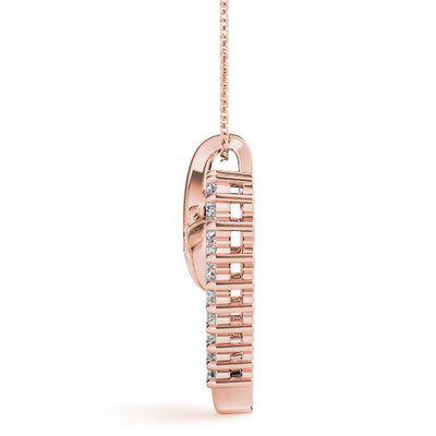 14K Rose Gold Round Diamond Fashion Pendant