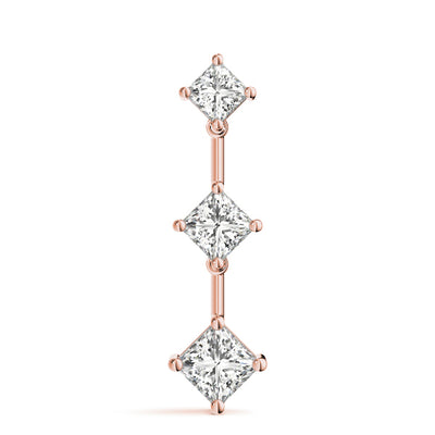 14K Rose Gold 1 CT Diamond Three-Stone Square Pendant