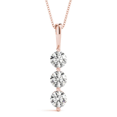 14K Rose Gold 1 CT Diamond 3-Stone Pendant