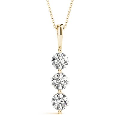 14K Yellow Gold 3-Stone Diamond Pendant