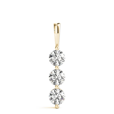 14K Yellow Gold 3-Stone Diamond Pendant