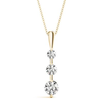 14K Yellow Gold Round Diamond Three-Stone Pendant