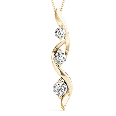14K Yellow Gold 1/2 ct Diamond Three-Stone Pendant
