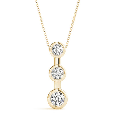 14K Yellow Gold 0.35ctw Diamond Three Stone Pendant