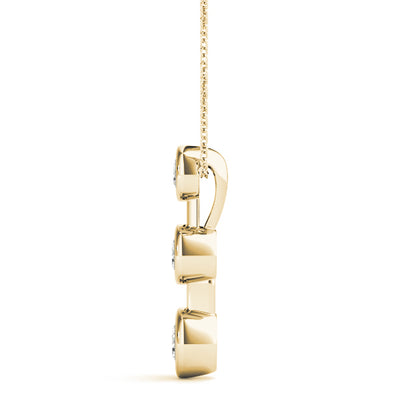 14K Yellow Gold 0.35ctw Diamond Three Stone Pendant