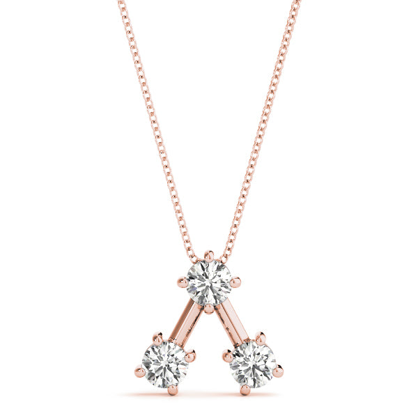 14K Rose Gold 1 CT Diamond 3-Stone Pendant
