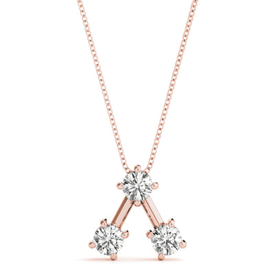 14K Rose Gold 1 CT Diamond 3-Stone Pendant