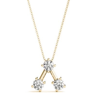 14K Yellow Gold 3-Stone Diamond Pendant