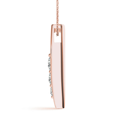 14K Rose Gold Round Diamond Three Stone Pendant