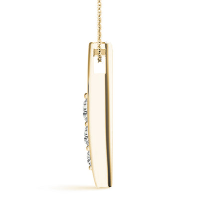 14K Yellow Gold Diamond Three Stone Pendant Necklace