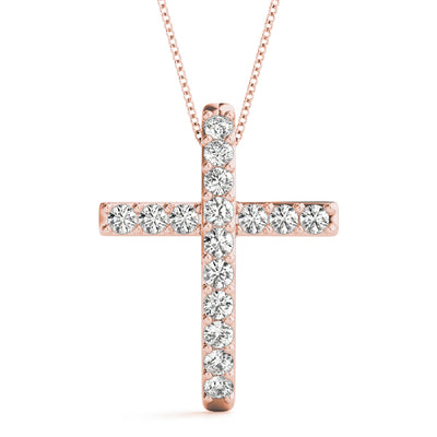 14K Rose Gold Round Diamond Fashion Pendant