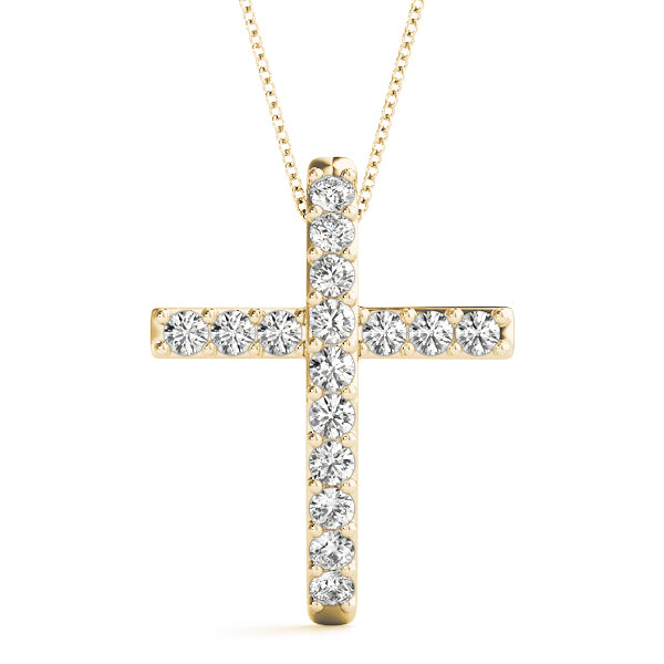 14K Yellow Gold Diamond Cross Pendant