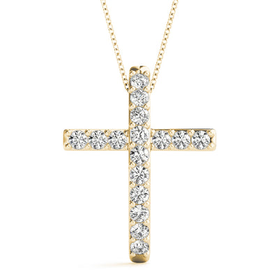 14K Yellow Gold Diamond Cross Pendant