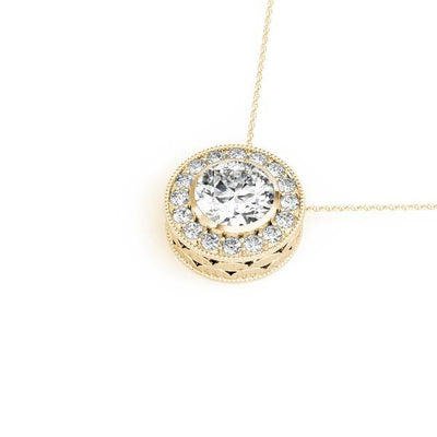 14K Yellow Gold 1.16 ctw Diamond Halo Pendant