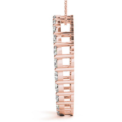 14K Rose Gold Round Diamond Circle Pendant