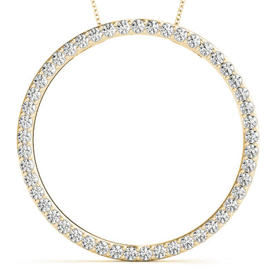 14K Yellow Gold Round Diamond Circle Pendant