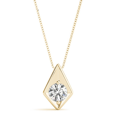 14K Yellow Gold Round Diamond Pendant