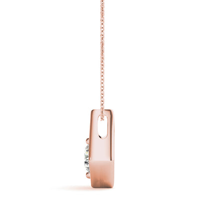 14K Rose Gold Round Diamond Solitaire Pendant