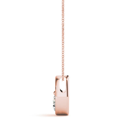 14K Rose Gold Round Diamond Solitaire Pendant