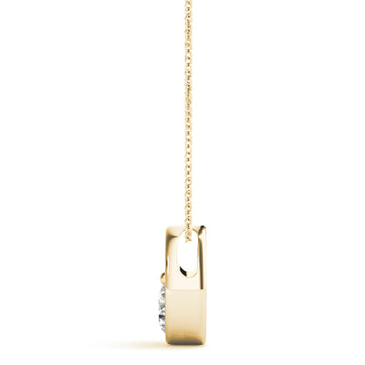 14K Yellow Gold Round Diamond Pendant