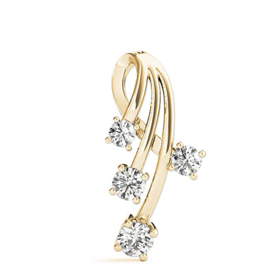 14K Yellow Gold Round Diamond Journey Pendant