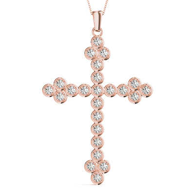 14K Rose Gold Diamond Cross Pendant