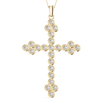 14K Yellow Gold Diamond Cross Pendant