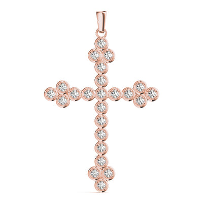 14K Rose Gold Diamond Cross Pendant