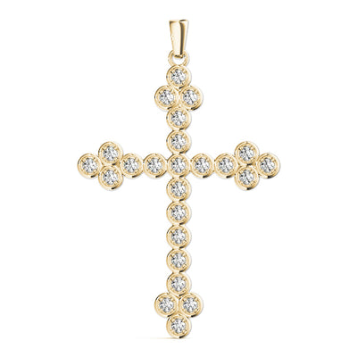 14K Yellow Gold Diamond Cross Pendant