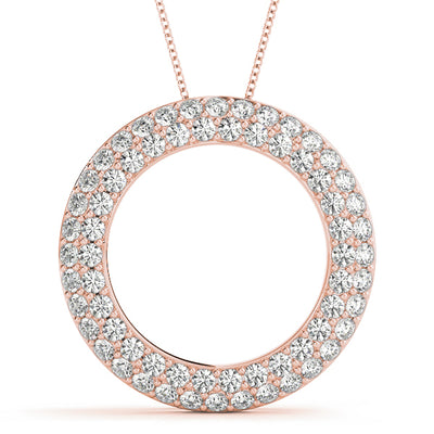 14K Rose Gold Diamond Circle Pendant
