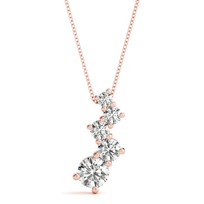 14K Rose Gold Diamond Journey Pendant Necklace