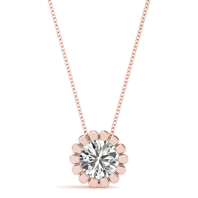 14K Rose Gold 1ct Diamond Solitaire Pendant