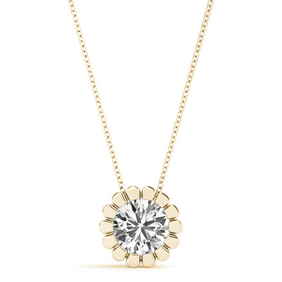 14K Yellow Gold 1ct Diamond Solitaire Pendant Necklace