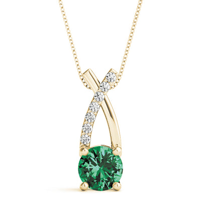 14K Yellow Gold Round Diamond Pendant