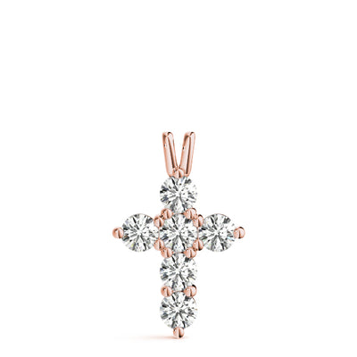 14K Rose Gold Diamond Cross Pendant